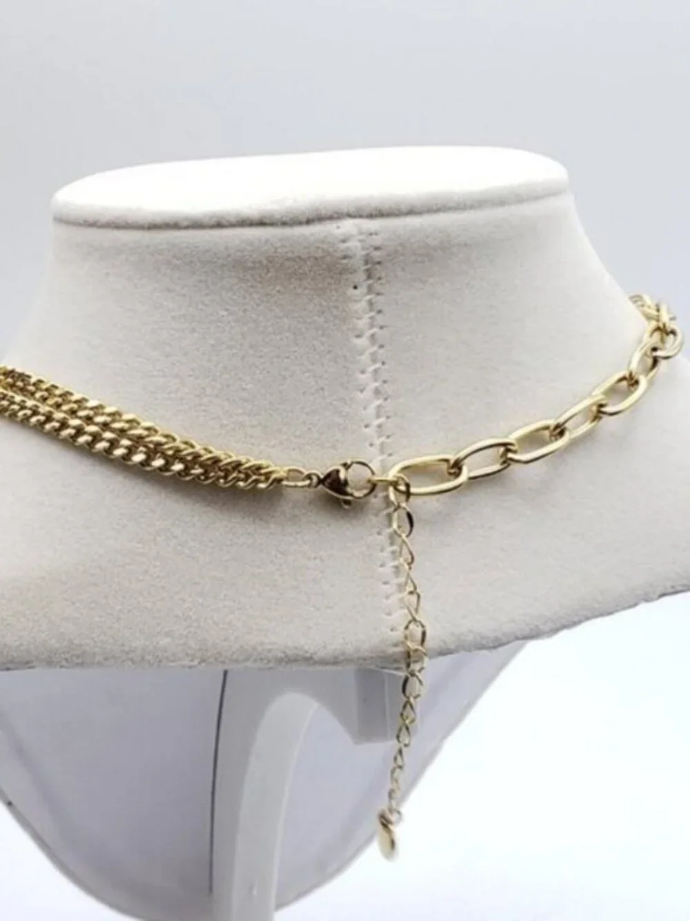 Stainless Steel Gold-Plated Necklace with Authentic Louis Vuitton Padlock